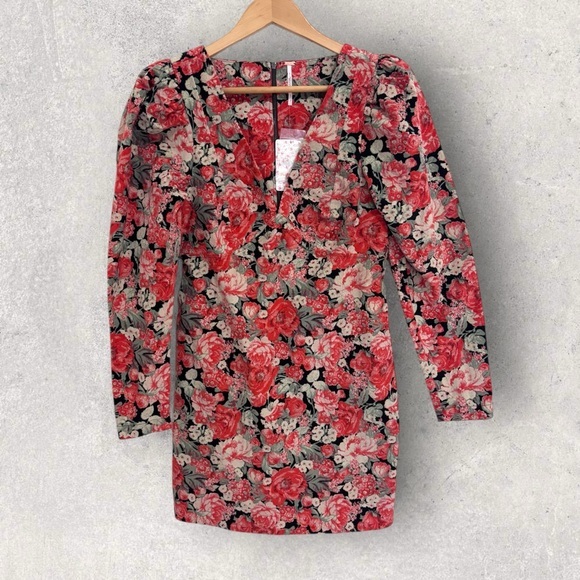 Free People Dresses & Skirts - NWT free people Kapowski Floral Puff-Sleeve Mini Dress